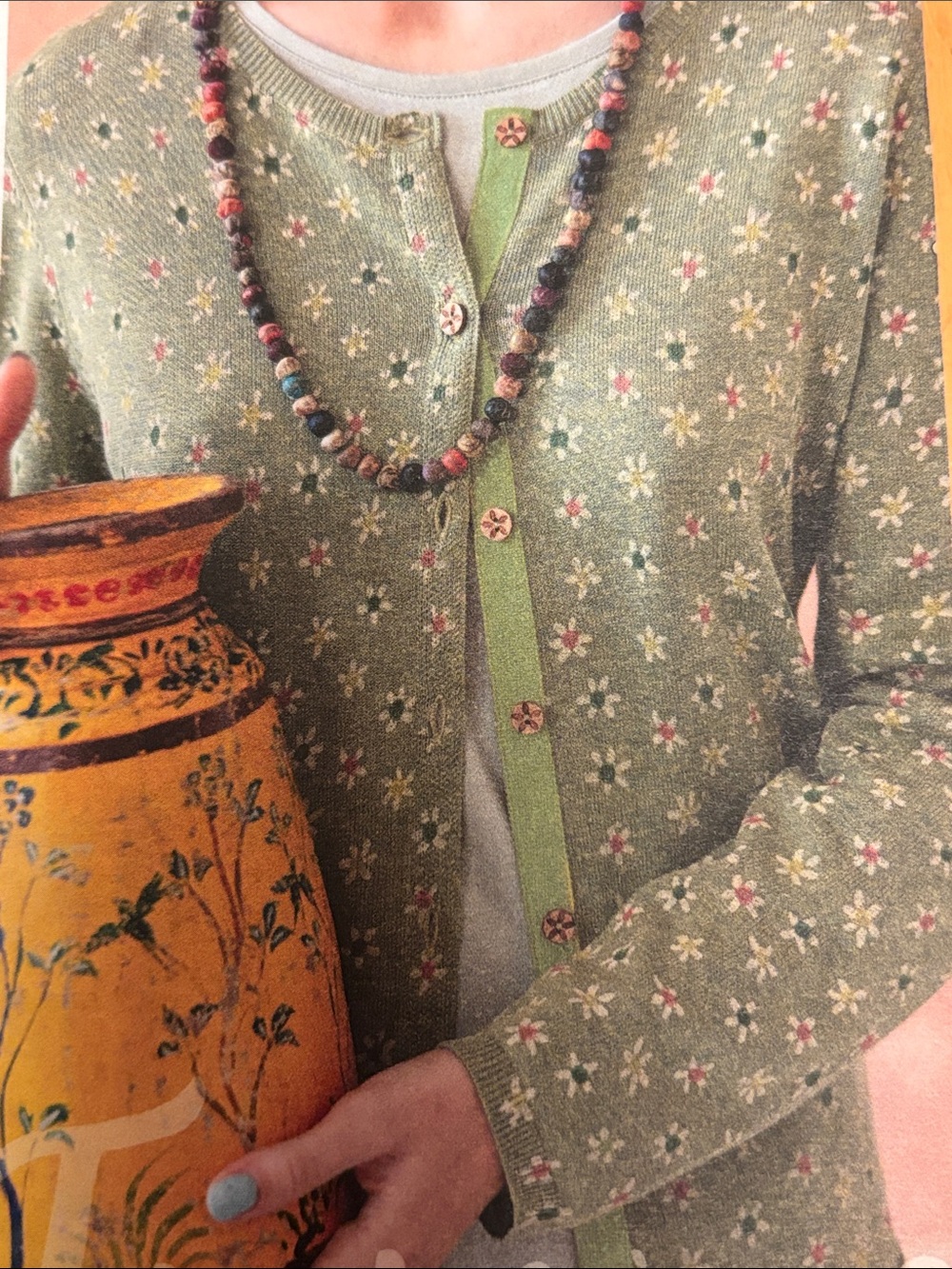 Gudrun Sjoden “Jasmine” Cotton Cardigan, Ocean Green, Size Medium